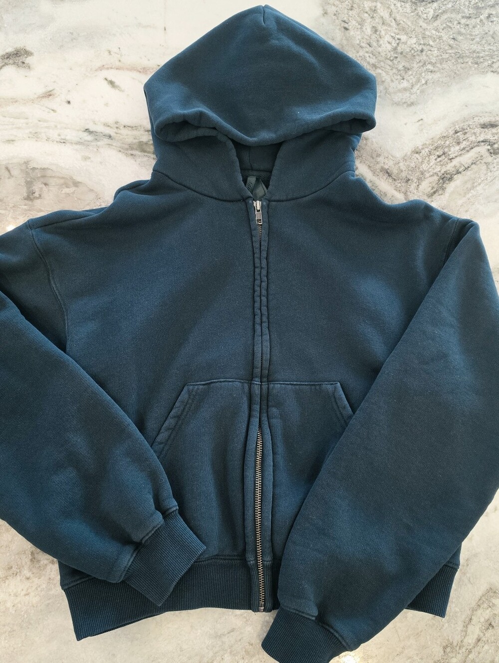 SKIMS Forest Green Zip-Up Hoodie & Wide Leg Sweatpants Matching Set, Size Small